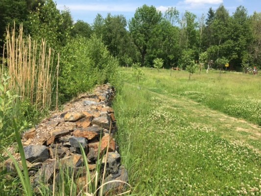 Zídka pro pláž nad rybníkem Srnčí